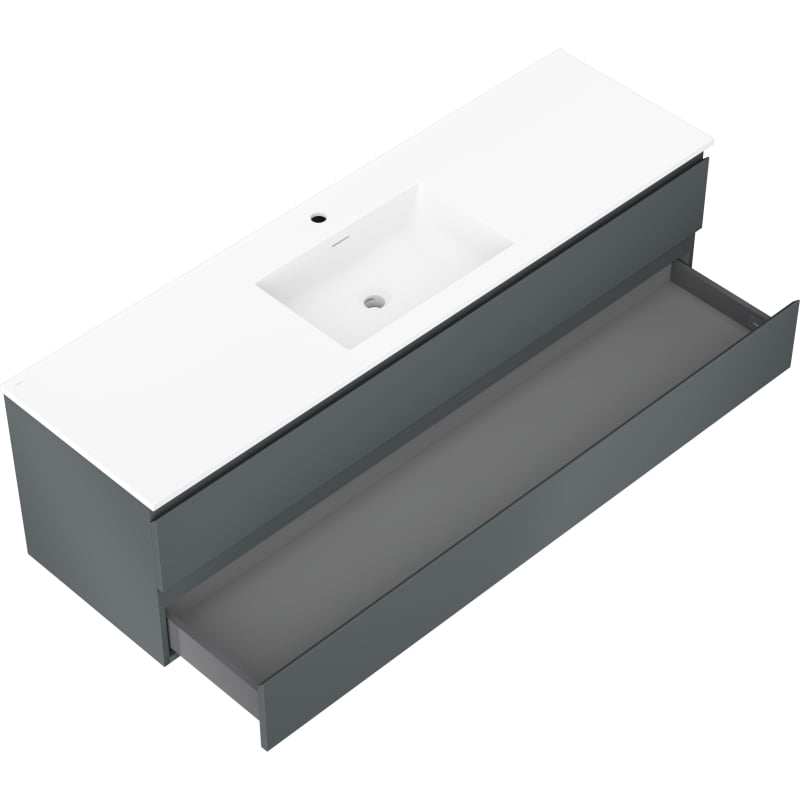 Mexen Orio bathroom cabinet 160 cm with sink Otis, 2 drawers, matte graphite/white matte - 91A10-16047-2-BFF66-W18M01