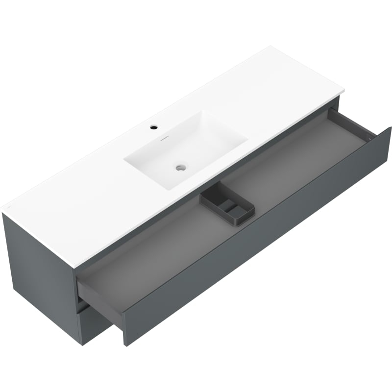 Mexen Orio bathroom cabinet 160 cm with sink Otis, 2 drawers, matte graphite/white matte - 91A10-16047-2-BFF66-W18M01