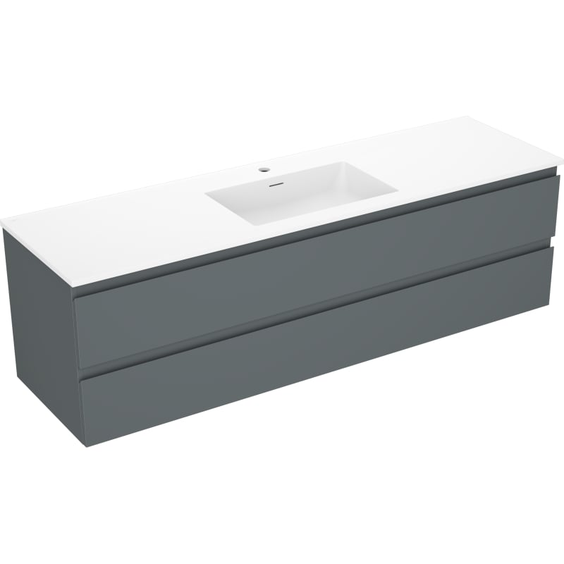 Mexen Orio bathroom cabinet 160 cm with sink Otis, 2 drawers, matte graphite/white matte - 91A10-16047-2-BFF66-W18M01