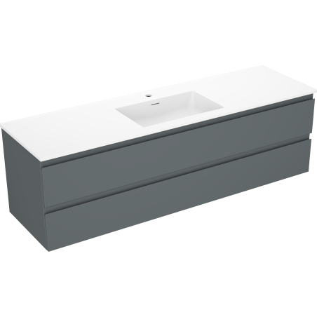Mexen Orio bathroom cabinet 160 cm with sink Otis, 2 drawers, matte graphite/white matte - 91A10-16047-2-BFF66-W18M01