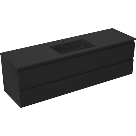 Mexen Orio 160 cm Bathroom Cabinet with Otis Sink, 2 Drawers, Matte Black - 91A10-16047-2-BFF71-W18M71
