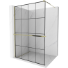 Mexen Kioto+ shower screen with a shelf and rail 140 x 200 cm, Transparent/Black pattern 8 mm, Gold - 800-140-121-50-77