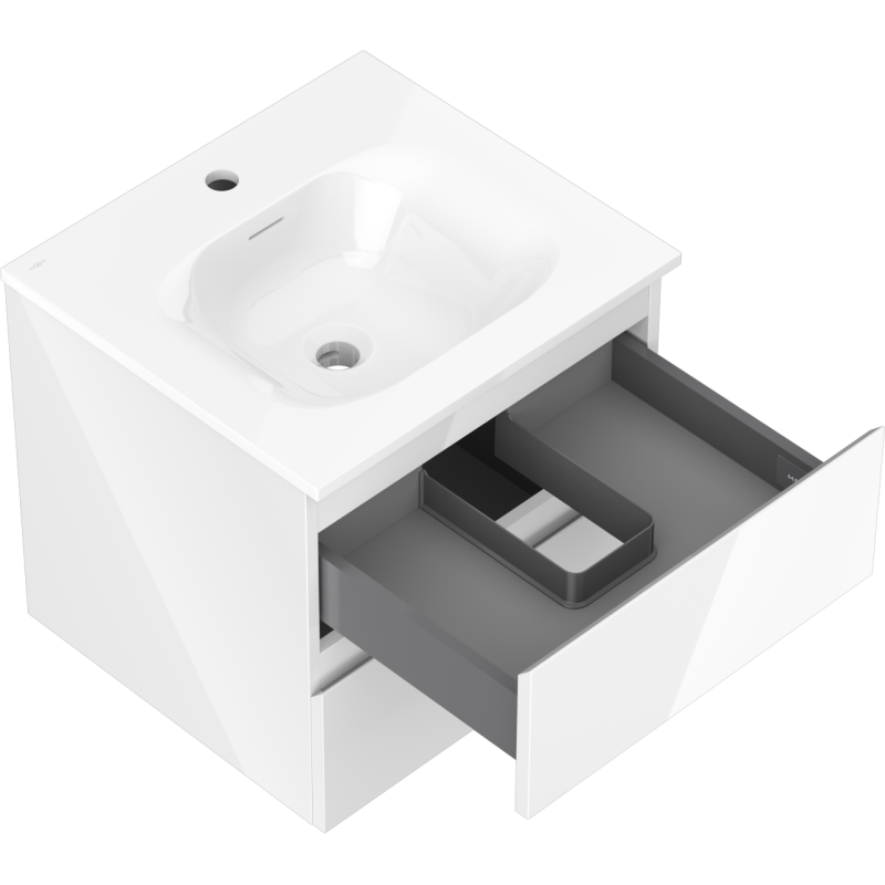 Mexen Orio bathroom cabinet 50 cm with Vela basin, 2 drawers, white gloss - 91A10-05047-2-BFF00-W23M00