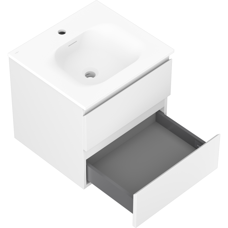 Mexen Orio bathroom cabinet 50 cm with Vela sink, 2 drawers, white matt - 91A10-05047-2-BFF01-W23M01