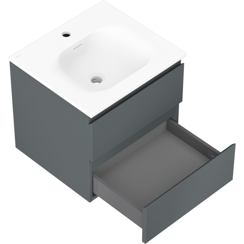 Mexen Orio bathroom cabinet 50 cm with Vela washbasin, 2 drawers, matte graphite/white matte - 91A10-05047-2-BFF66-W23M01