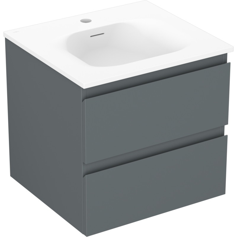 Mexen Orio bathroom cabinet 50 cm with Vela sink, 2 drawers, matte graphite/white matte - 91A10-05047-2-BFF66-W23M01