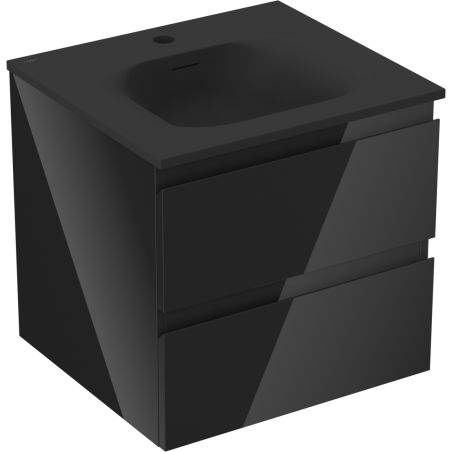 Mexen Orio 50 cm bathroom cabinet with Vela sink, 2 drawers, black gloss/matt black - 91A10-05047-2-BFF70-W23M71