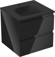Mexen Orio 50 cm bathroom cabinet with Vela sink, 2 drawers, black gloss/matt black - 91A10-05047-2-BFF70-W23M71