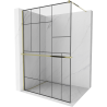 Mexen Kioto+ shower screen with a shelf and rail 130 x 200 cm, Transparent/Black pattern 8 mm, Gold - 800-130-121-50-78