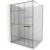 Mexen Kioto+ shower wall with Walk-in shelf 130 x 200 cm, black pattern, gold - 800-130-121-50-78