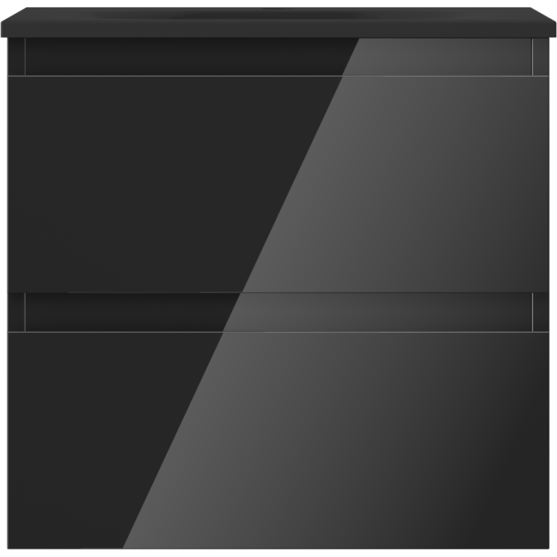 Mexen Orio 50 cm bathroom cabinet with Vela sink, 2 drawers, black gloss/matt black - 91A10-05047-2-BFF70-W23M71