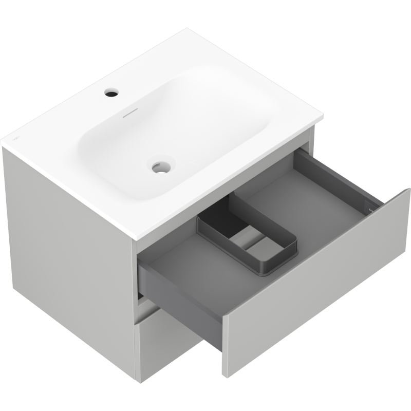 Mexen Orio bathroom cabinet 60 cm with Vela washbasin, 2 drawers, grey matte/white matte - 91A10-06047-2-BFF62-W23M01