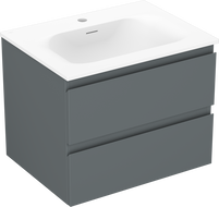 Mexen Orio bathroom cabinet 60 cm with Vela sink, 2 drawers, matte graphite/white matte - 91A10-06047-2-BFF66-W23M01