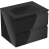 Mexen Orio bathroom cabinet 60 cm with Vela washbasin, 2 drawers, black gloss/black matte - 91A10-06047-2-BFF70-W23M71