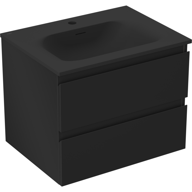 Mexen Orio bathroom cabinet 60 cm with Vela sink, 2 drawers, black matt - 91A10-06047-2-BFF71-W23M71