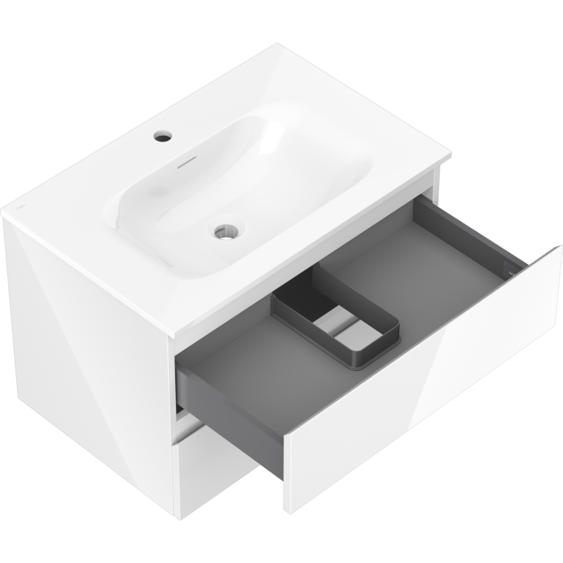 Mexen Orio bathroom cabinet 70 cm with Vela washbasin, 2 drawers, white gloss - 91A10-07047-2-BFF00-W23M00