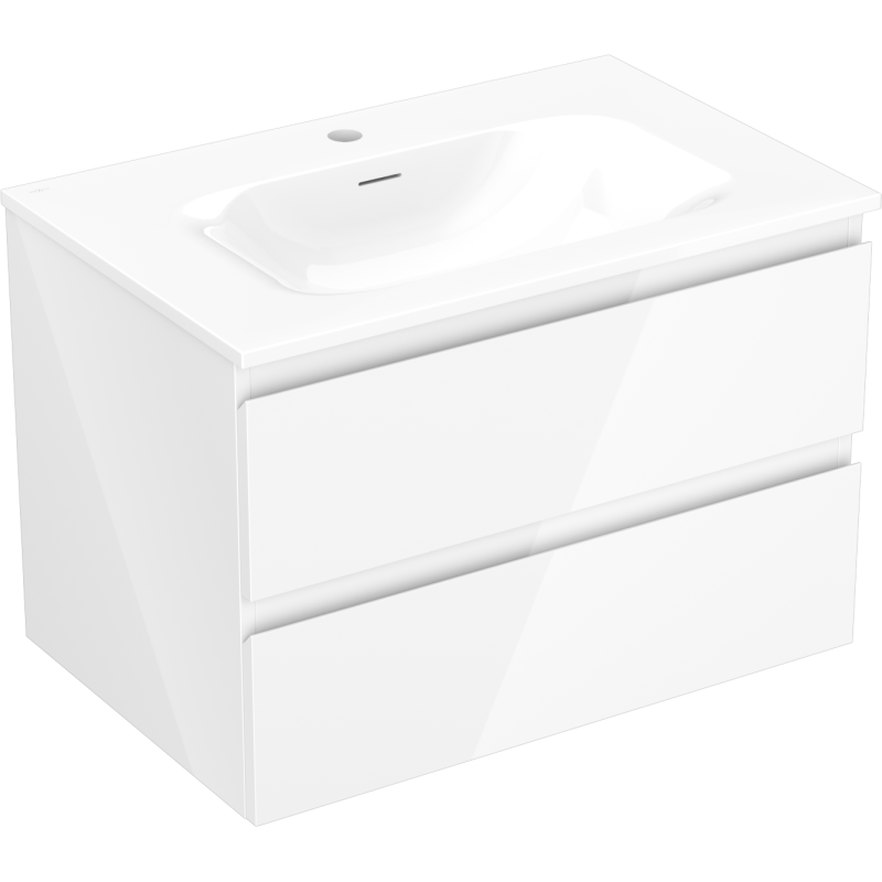 Mexen Orio bathroom cabinet 70 cm with Vela washbasin, 2 drawers, white gloss - 91A10-07047-2-BFF00-W23M00