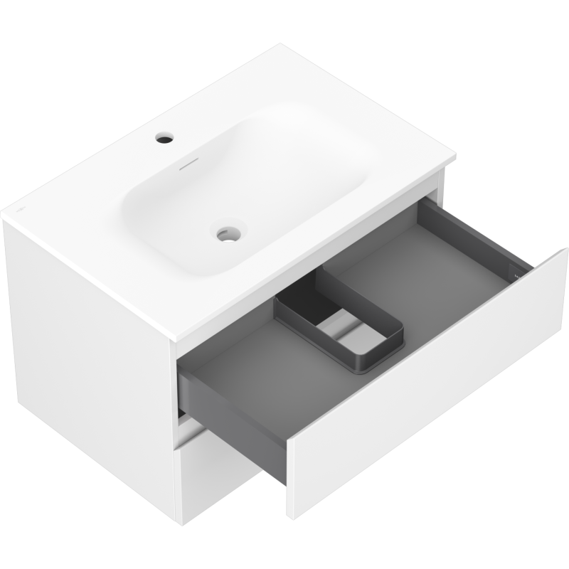 Mexen Orio bathroom cabinet 70 cm with Vela washbasin, 2 drawers, white matt - 91A10-07047-2-BFF01-W23M01