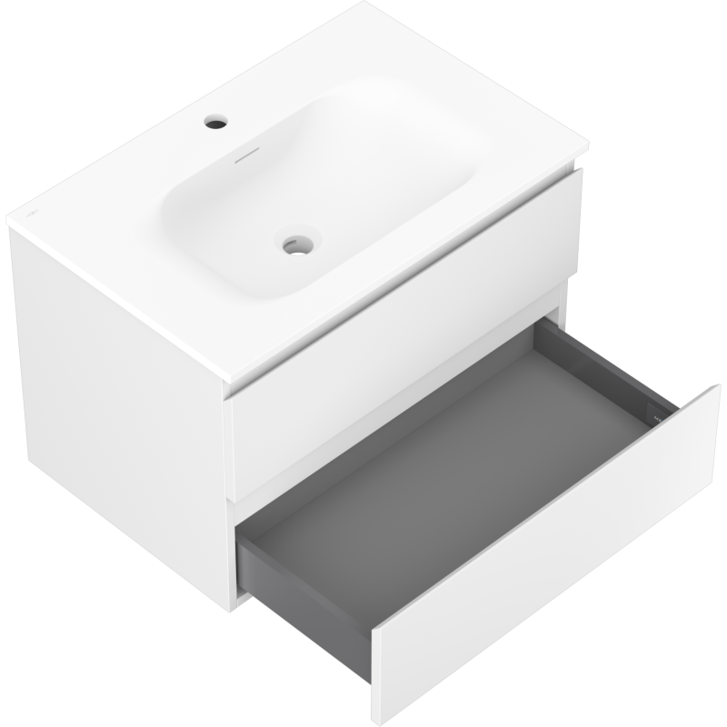 Mexen Orio bathroom cabinet 70 cm with Vela washbasin, 2 drawers, white matt - 91A10-07047-2-BFF01-W23M01