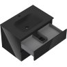 Mexen Orio bathroom cabinet 70 cm with Vela sink, 2 drawers, black gloss/black matte - 91A10-07047-2-BFF70-W23M71