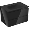Mexen Orio bathroom cabinet 70 cm with Vela sink, 2 drawers, black gloss/black matte - 91A10-07047-2-BFF70-W23M71