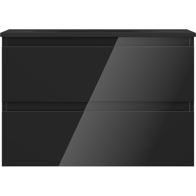 Mexen Orio Bathroom Cabinet 70 cm with Vela Sink, 2 Drawers, Black Gloss/Black Matte - 91A10-07047-2-BFF70-W23M71