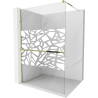 Mexen Kioto+ Walk-in Shower Wall with Shelf 130 x 200 cm, White Pattern, Gold - 800-130-121-50-85