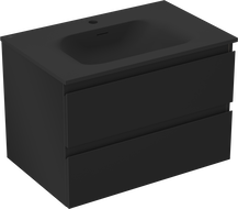Mexen Orio bathroom cabinet 70 cm with Vela sink, 2 drawers, black matte - 91A10-07047-2-BFF71-W23M71