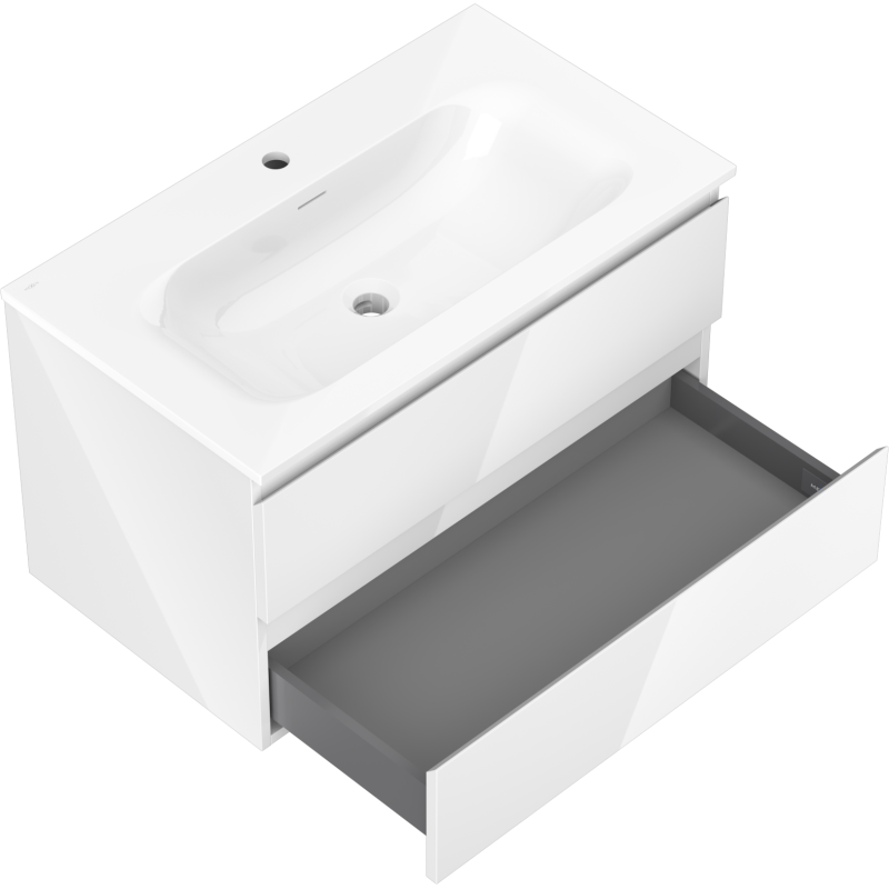 Mexen Orio 80 cm Bathroom Cabinet with Vela Sink, 2 Drawers, White Gloss - 91A10-08047-2-BFF00-W23M00