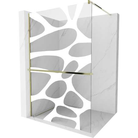 Mexen Kioto+ Shower Screen with Shelf Walk-in 80 x 200 cm, White Wave, Gold - 800-080-121-50-97