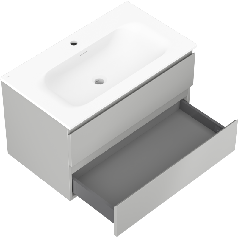 Mexen Orio bathroom cabinet 80 cm with Vela washbasin, 2 drawers, grey matte/white matte - 91A10-08047-2-BFF62-W23M01
