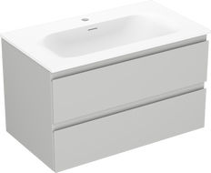 Mexen Orio bathroom cabinet 80 cm with Vela washbasin, 2 drawers, grey matte/white matte - 91A10-08047-2-BFF62-W23M01