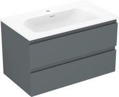 Mexen Orio bathroom cabinet 80 cm with Vela washbasin, 2 drawers, graphite mat/white mat - 91A10-08047-2-BFF66-W23M01