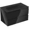 Mexen Orio 80 cm Bathroom Cabinet with Vela Washbasin, 2 Drawers, Black Gloss/Black Matte - 91A10-08047-2-BFF70-W23M71