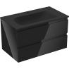 Mexen Orio bathroom cabinet 80 cm with sink Vela, 2 drawers, black gloss/black matte - 91A10-08047-2-BFF70-W23M71