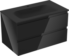 Mexen Orio bathroom cabinet 80 cm with sink Vela, 2 drawers, black gloss/black matte - 91A10-08047-2-BFF70-W23M71