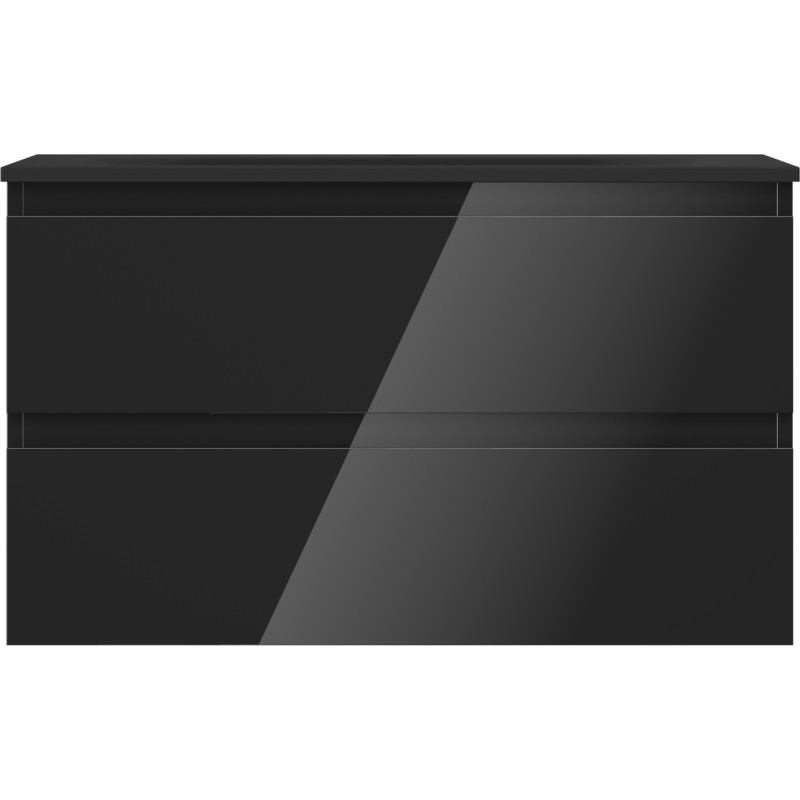 Mexen Orio bathroom cabinet 80 cm with sink Vela, 2 drawers, black gloss/black matte - 91A10-08047-2-BFF70-W23M71