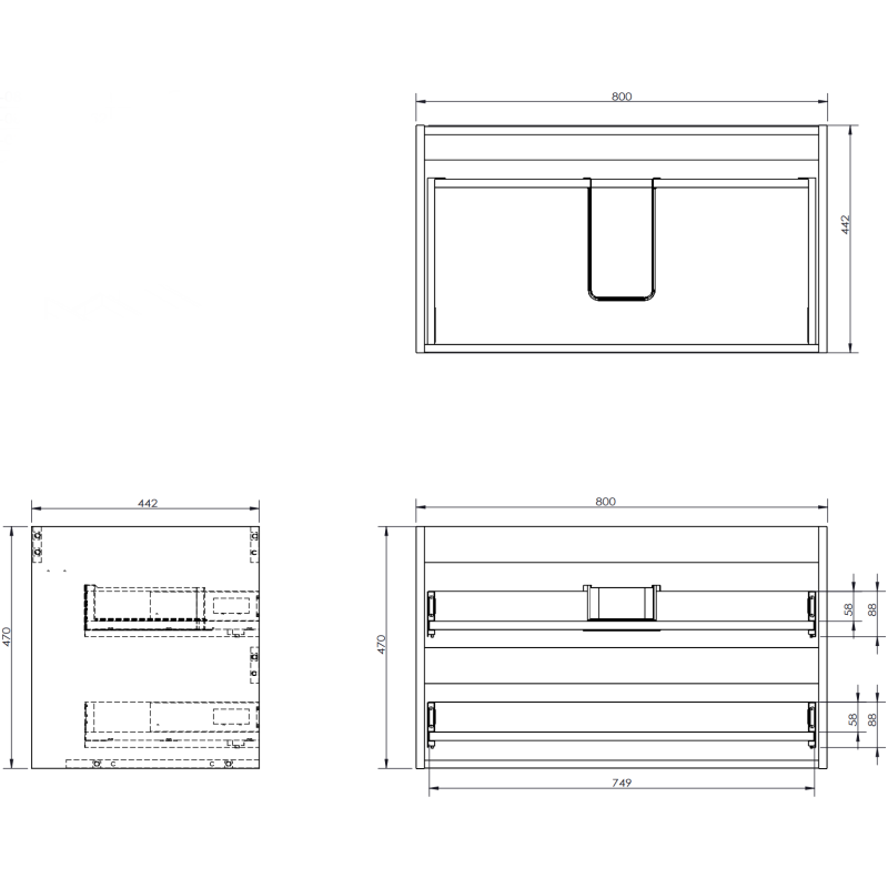 Mexen Orio 80 cm Bathroom Cabinet with Vela Washbasin, 2 Drawers, Black Gloss/Black Matte - 91A10-08047-2-BFF70-W23M71