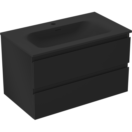 Mexen Orio bathroom cabinet 80 cm with Vela washbasin, 2 drawers, black matte - 91A10-08047-2-BFF71-W23M71