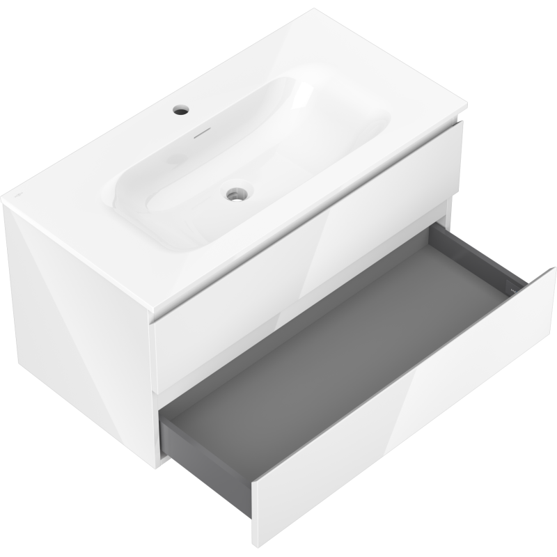 Mexen Orio 90 cm bathroom cabinet with Vela basin, 2 drawers, white gloss - 91A10-09047-2-BFF00-W23M00