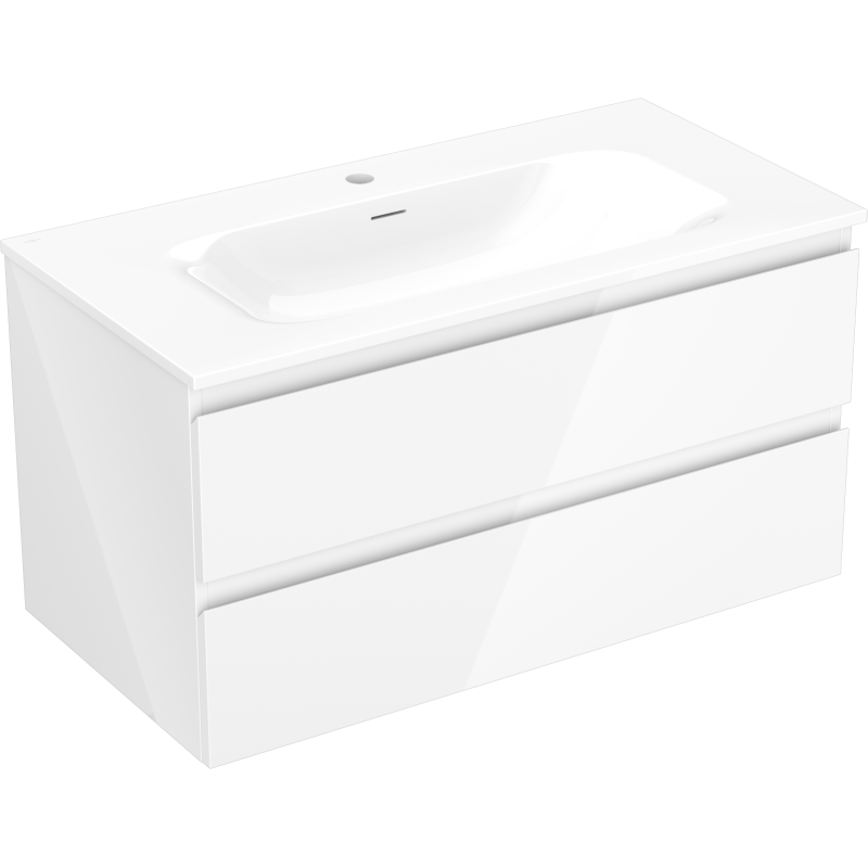Mexen Orio bathroom cabinet 90 cm with Vela washbasin, 2 drawers, white gloss - 91A10-09047-2-BFF00-W23M00