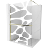 Mexen Kioto+ shower screen with a shelf and rail 140 x 200 cm, Transparent/White pattern 8 mm, Gold - 800-140-121-50-97
