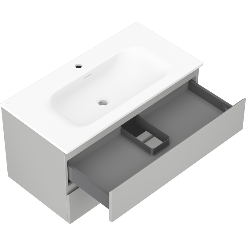 Mexen Orio bathroom cabinet 90 cm with Vela washbasin, 2 drawers, grey matte/white matte - 91A10-09047-2-BFF62-W23M01