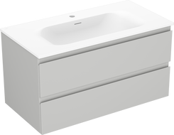 Mexen Orio bathroom cabinet 90 cm with Vela sink, 2 drawers, gray matte/white matte - 91A10-09047-2-BFF62-W23M01