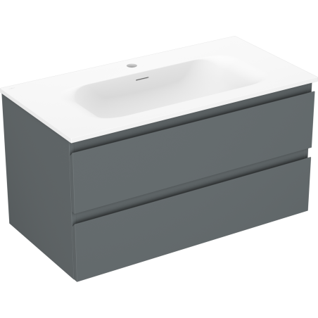 Mexen Orio 90 cm Bathroom Cabinet with Vela Sink, 2 Drawers, Matte Graphite/Matte White - 91A10-09047-2-BFF66-W23M01