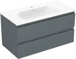 Mexen Orio bathroom cabinet 90 cm with Vela washbasin, 2 drawers, matte graphite/white matte - 91A10-09047-2-BFF66-W23M01