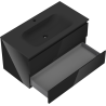 Mexen Orio 90 cm bathroom cabinet with Vela sink, 2 drawers, black gloss/black matte - 91A10-09047-2-BFF70-W23M71