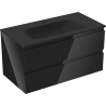 Mexen Orio 90 cm bathroom cabinet with Vela sink, 2 drawers, black gloss/black matte - 91A10-09047-2-BFF70-W23M71