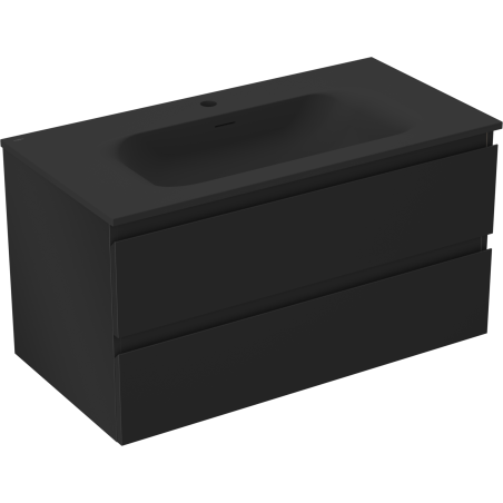 Mexen Orio bathroom cabinet 90 cm with Vela sink, 2 drawers, matte black - 91A10-09047-2-BFF71-W23M71