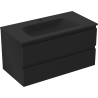 Mexen Orio bathroom cabinet 90 cm with Vela sink, 2 drawers, matte black - 91A10-09047-2-BFF71-W23M71